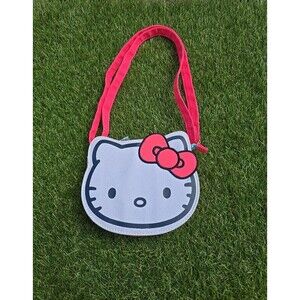Sanrio Hello Kitty Face Shaped Plush Shoulder Bag Handbag Pink Bow Authentic EUC